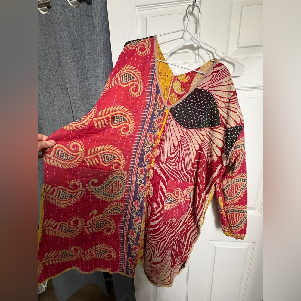 Kantha Boho Patchwork Quilted Jacket In Mustard Y… - image 8